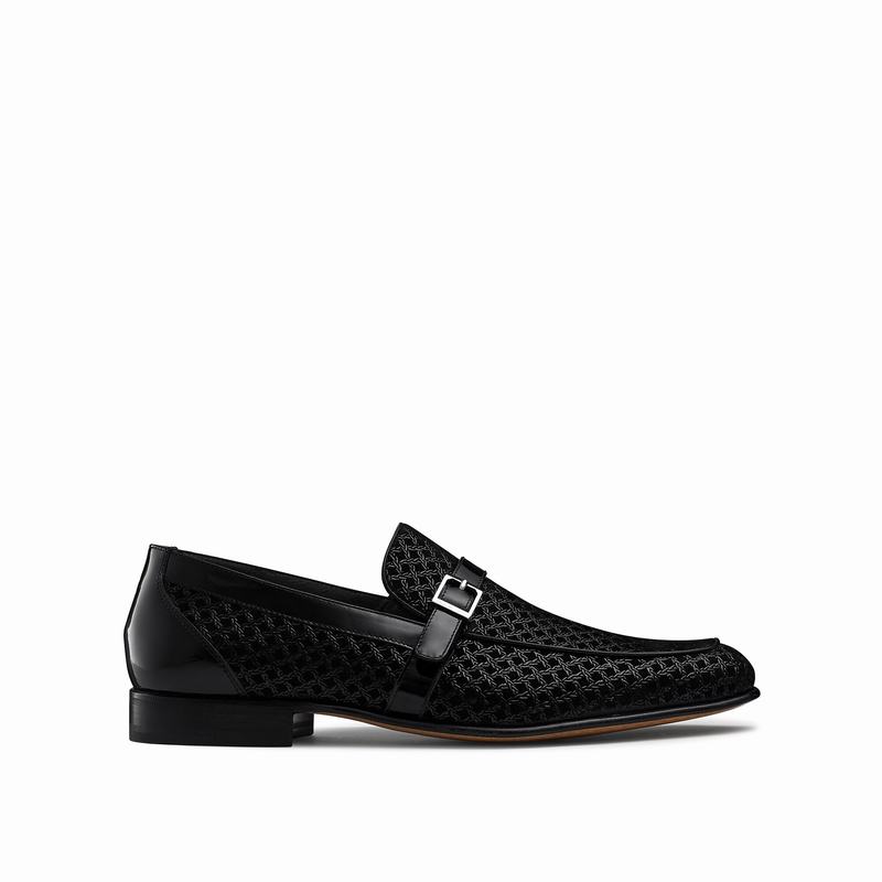 Russell & Bromley Charisma Buckle Detail Loafers Mens Black [CGJ9888OA]